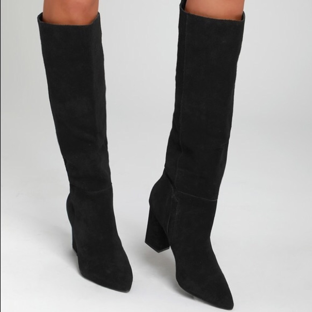 Black suede Steve Madden Raddle knee high boots